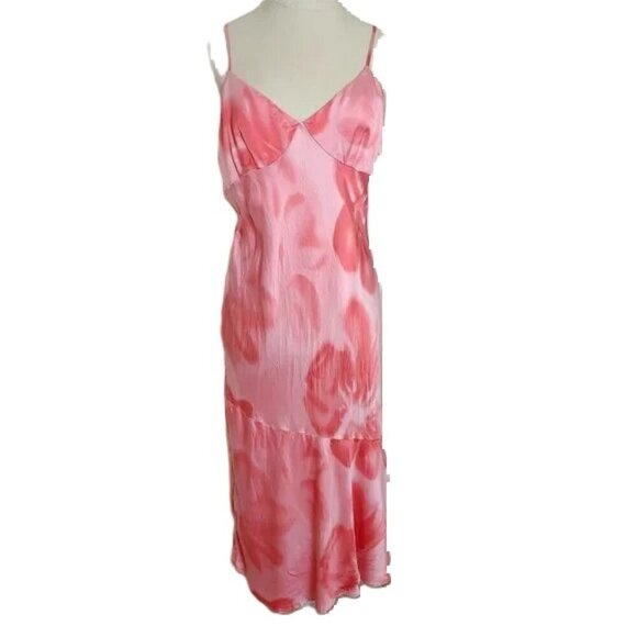 Vintage Silk Slip Sun Dress 90's Y2K Fairy Core Boho Sundress Tie Dye Going Out - Picture 1 of 11